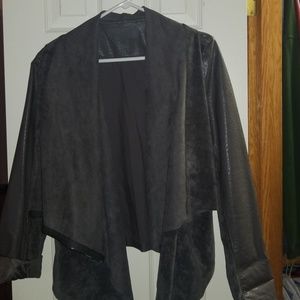Grey ultrasuede shawl collar jacket